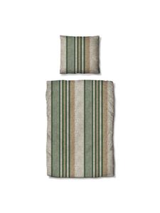 Постельное белье Mountain Stripe Forest зеленого цвета Traumschlaf, 200x220 (2x 80x80 см)