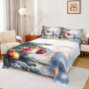 Erosebridal Комплект постельного белья с новогодним принтом Санта Клаус и ёлки, Multi 33