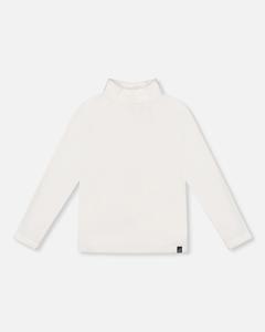 Сверхмягкий топ с ребристым воротником-стойкой цвета айвори Deux par Deux, белый