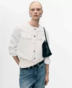 Женская укороченная джинсовая куртка MANGO, белый