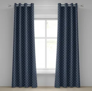 Штора на люверсах ABAKUHAUS темно-синего цвета, классический морской узор с маленьким белым значком якоря, декоративные двухпанельные шторы, 280 см x 225 см, серо-голубой цвет