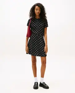 Женское мини-платье с цветочным принтом Tommy Jeans, черный