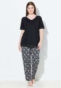 Пижамный комплект Ulla Popken GEOMETRIC LEAF PRINTSET, Black