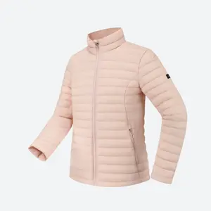 Женская утепленная пуховая куртка для треккинга Forclaz с воротником-стойкой, TREK 100 розовая