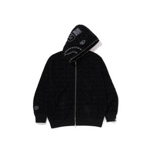 Бейп люкс спорт принт акула расслабленный крой худи на молнии A BATHING APE, черный