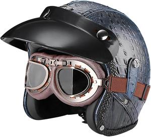 Шлем кожаный Bauti с очками, черный