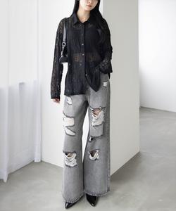 Рубашка с длинными рукавами и кружевом