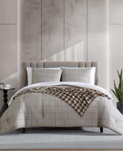 Комплект постельного белья Holden Grid из 8 предметов, размер King Kenneth Cole New York, Desert Brown