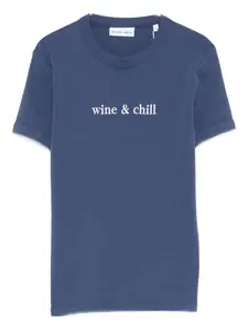 Футболка из хлопка с вышитыми деталями Maison Labiche, синий