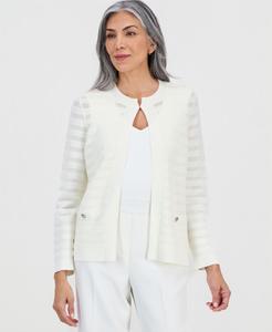 Женский кардиган с длинными рукавами и оттоманской вышивкой Kasper, Vanilla Ice