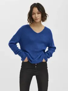 Свитер Vero Moda с V-образным вырезом "VMCREWLEFILE LS V-NECK BLOUSE NOOS", цвет Surf The Web Detail:Melange
