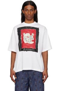 Хлопковая футболка с принтом оленёнка Marni, белый