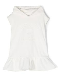 Moncler Enfant платье-худи с оборками, белый