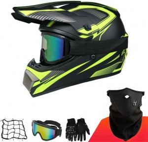 Шлем Abahuhu с комплектом для мотокросса, черный / зеленый