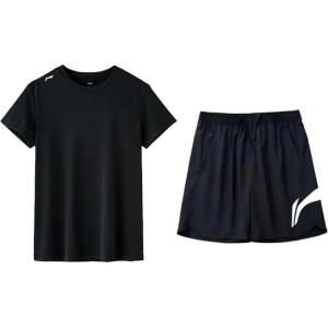 Li-Ning Casual Sportswear Unisex, set (черный short-sleeved shirt+черный shorts)