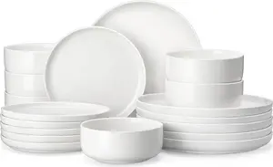 Набор столовых приборов из 18 предметов на 6 персон - фарфор с мраморным эффектом - включает в себя обеденные тарелки, десертные тарелки и миски для хлопьев Markenlos