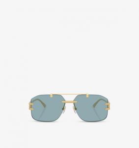 Солнцезащитные очки Ve2275 в металлической оправе нестандартной формы Versace, золотой