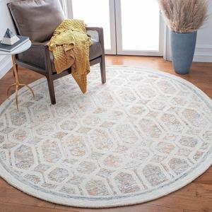 Ковер ручной работы SAFAVIEH, 214 x 214 см,  Artistry Collection круглый Ivory/Gold ARR665D геометрический из шерсти и вискозы