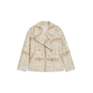 Пальто из клетчатого жаккарда с двубортной застежкой BOSS, patterned