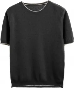 Мужской шерстяной свитер с круглым вырезом и короткими рукавами, легкий и теплый