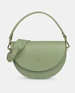 Женская многопозиционная седельная кожаная сумка на плечо зеленого цвета Leandra, светло-зеленый