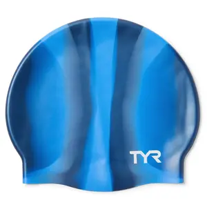 Многоцветная силиконовая шапочка для плавания для взрослых TYR, Blue/Multi