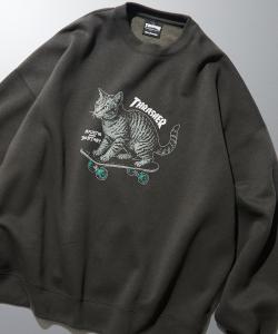 THRASHER×FREAK'S STORE / Эксклюзивная толстовка Thrasher с крупным силуэтным принтом и круглым вырезом / CAT 25AW