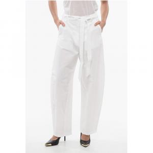 Брюки PIANISTA из хлопка и льна с высокой талией Pinko, White