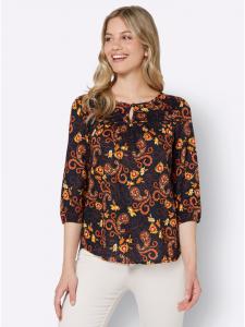 Блузка без застежки с принтом черного и охристого цветов WITT WEIDEN