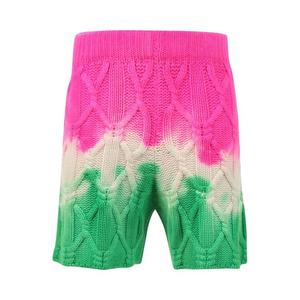 Шорты The Elder Statesman Dip Dye Chunky Cable Shorts Ivory/Gecko/Electric Pink, белый