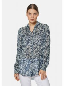 MADELEINE Рубашка-блузка с модным оригинальным принтом в сине-белой гамме