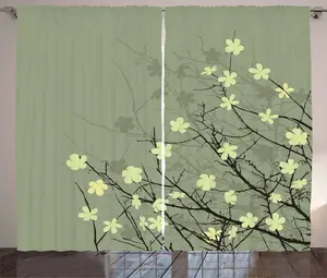 Штора для спальни ABAKUHAUS в деревенском стиле с цветочным рисунком, ретро-цветочным узором, с присборенной лентой, петлями и крючками, 280 x 245 см, бежево-коричневый цвет Abakuhaus