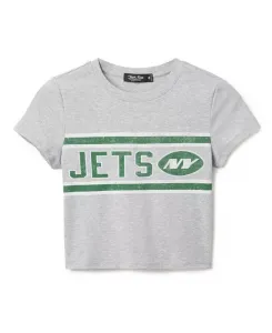 Женская детская футболка с символикой команды New York Jets (НФЛ). Junk Food Clothing, серый