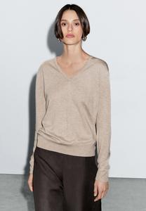 Джемпер Massimo Dutti LONG SLEEVES WITH V-NECK, Sand