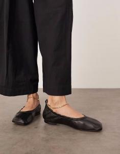 Балетки ARRANGE Edie премиум из кожи с цепочкой черного цвета