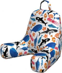 Наволочка для подушки для чтения Lunarable в морском стиле, простой мультяшный узор с изображением кита, рыбы, акулы, омара, морской звезды, повторяющийся рисунок, мягкая набивная наволочка для кровати, маленький размер, многоцветная., Multicolor