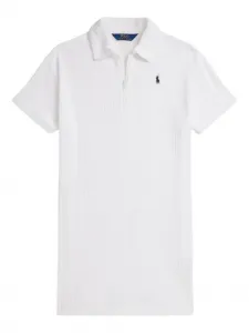 Платье мини фактурной вязки Polo Ralph Lauren Kids, белый