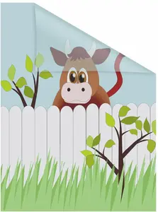 LICHTBLICK ORIGINAL оконная пленка "Ochse Otto", 1 шт., непрозрачная, структурированные клейкие точки, самоклеящаяся, защита конфиденциальности 50х100 см, зеленый/белый