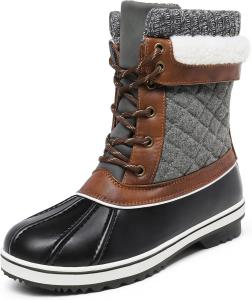 Женские зимние сапоги DREAM PAIRS, средние по голенищу, водонепроницаемые, теплые утиные, для активного отдыха на улице, Black/Grey