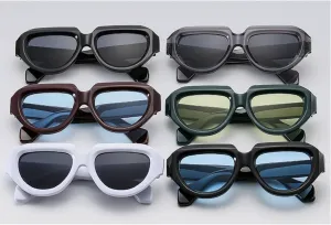 Модные женские квадратные солнцезащитные очки в винтажном стиле, многоугольные солнцезащитные очки, стильные прямоугольные мужские очки UV400 3782 Melrose, White