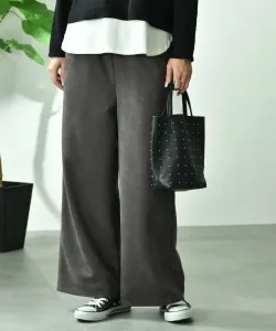 Широкие брюки из замши понте с эластичным поясом Interplanet, цвет Gray