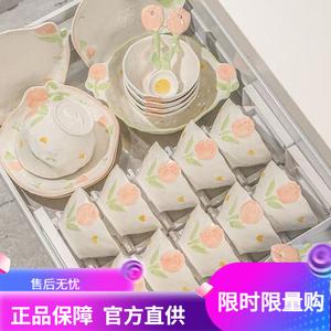 Ceramics Набор тарелок и мисок Fresh And Simple для дома, новая керамическая посуда 2025, популярный подарок на новоселье, набор с рельефным тюльпаном на 4 персоны в подарочной коробке, 19 предметов