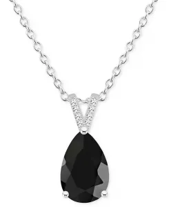 Ожерелье с подвеской в форме груши длиной 18 дюймов из стерлингового серебра (также из оникса) с лабрадоритом и бриллиантами Macy'S, onyx