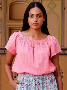 Топ Ilana Frill из чистой органической хлопковой марли Aspiga, Light Pink