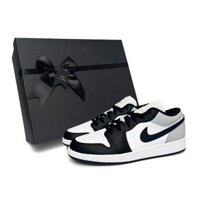 Детские баскетбольные кроссовки Air 1 с низким износостойким верхом для подростков Jordan, черный/серый