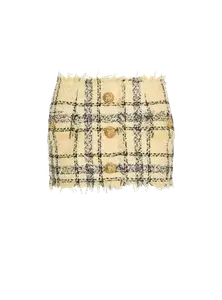 Мини-юбка из твида с блестками Balmain, желтый