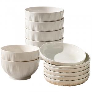 Наборы посуды KAWASIMAYA, 4.5-Inch Rice Bowl (6 Pcs)+8-Inch Deep Plate (6 Pcs)