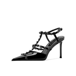 Shesrim Женские туфли на высоком каблуке красно-черные (8,5 см), цвет Black (8.5CM)