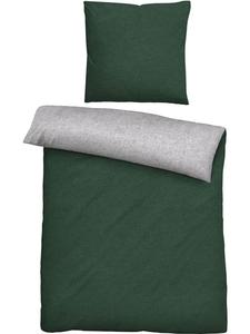 Biberna Двустороннее постельное белье из тканой меланжевой фланели темно-зеленого цвета