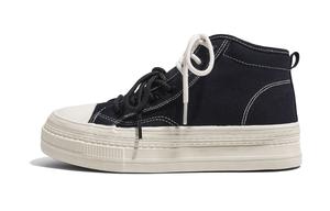 Скользостойкие, износостойкие, термо высокие топ кроссовки Canvas Women's RENBEN, черный